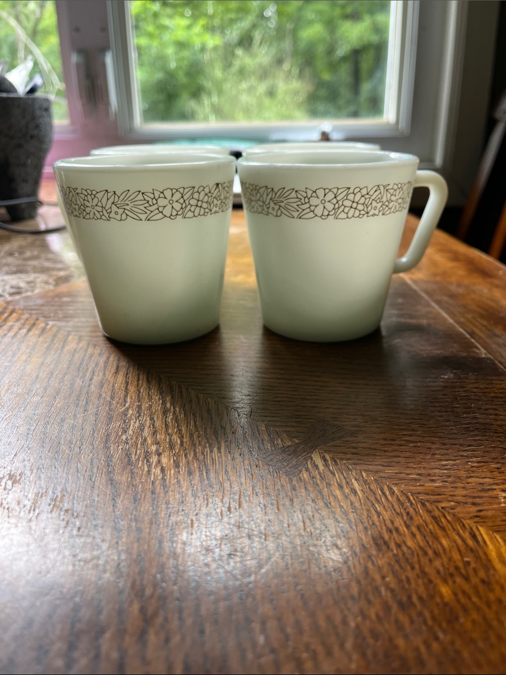 Set of 4 PYREX Woodland Milkglass